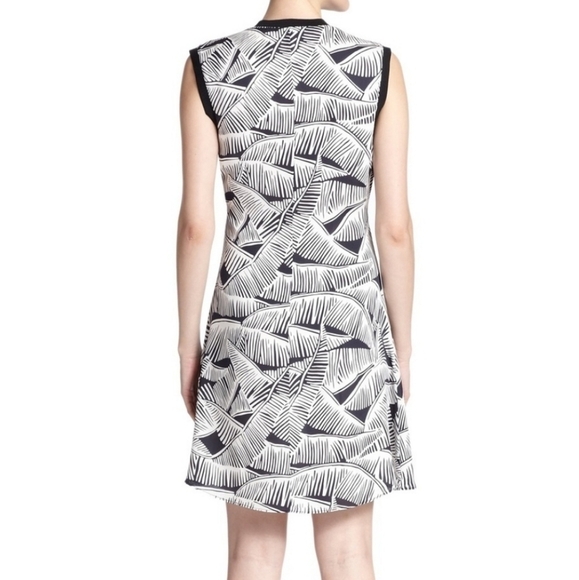 Theory Loreese Palm Tree Print Dress White Navy - Picture 2 of 6